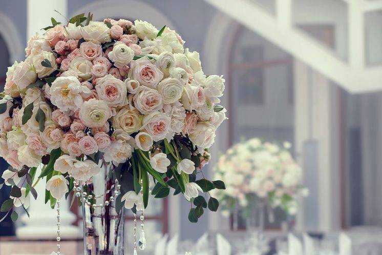 Table setup with centerpiece