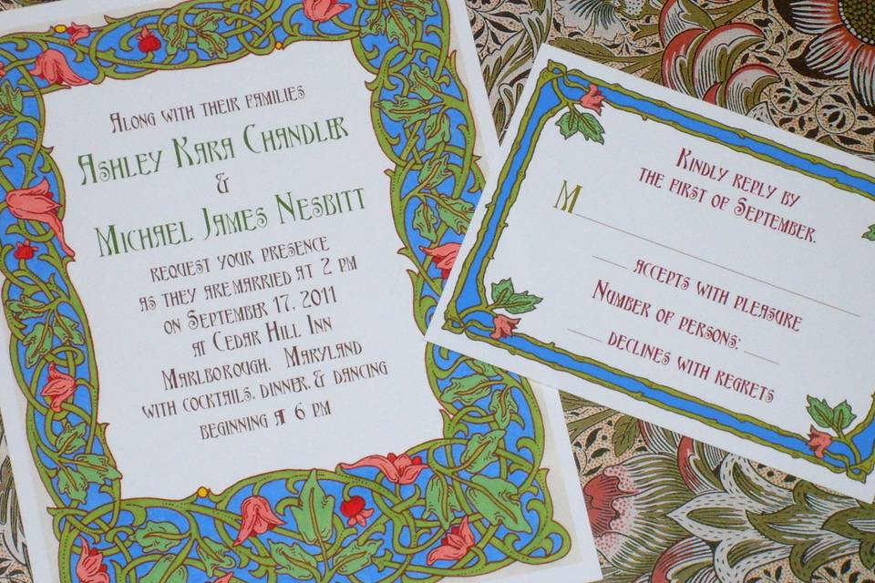 This Art Nouveau Tulips invitation design is sweet and playful, promising your guests a delightful event to enjoy.