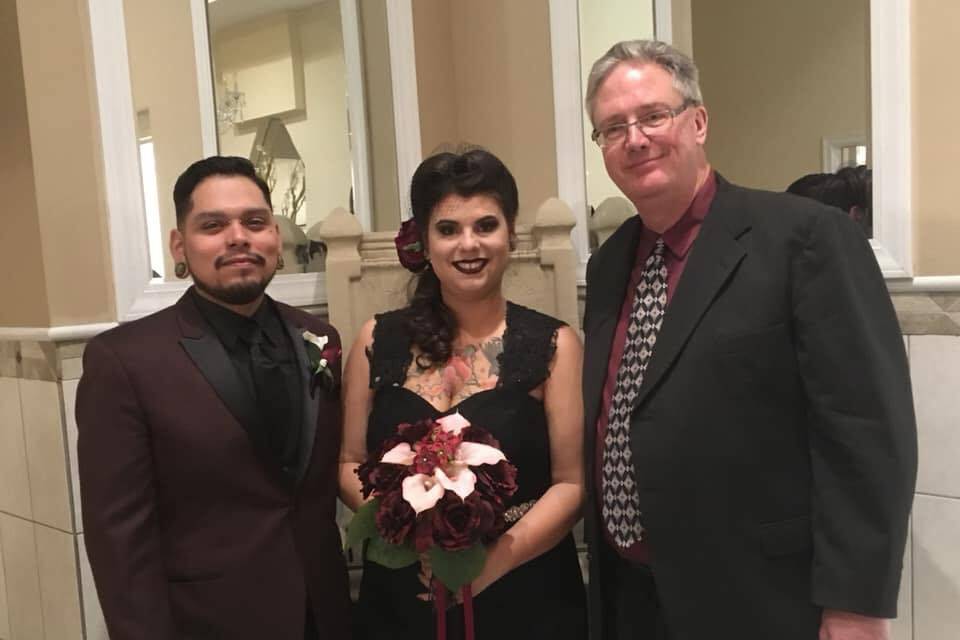 The bride holding a beautiful bouquet