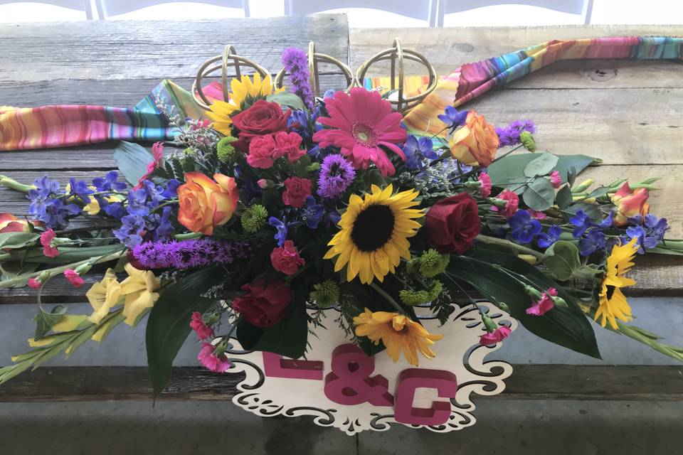 Colorful wedding arrangement