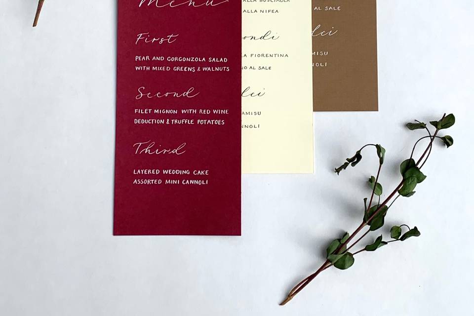 Handcrafted Menus