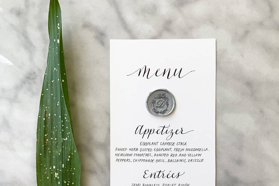 Custom Menu with wax seal