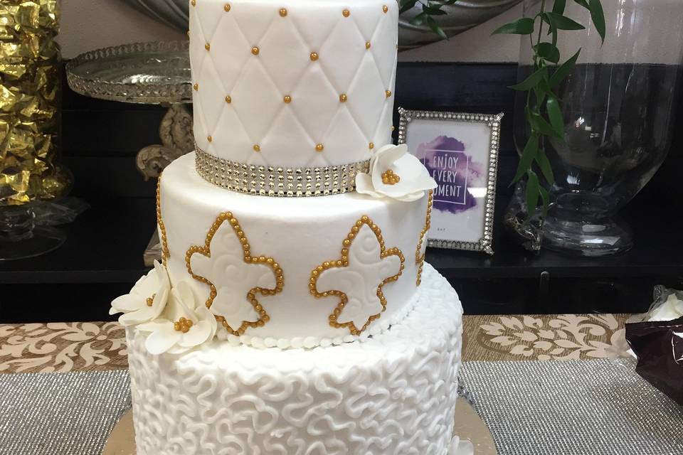 White-tiered cake