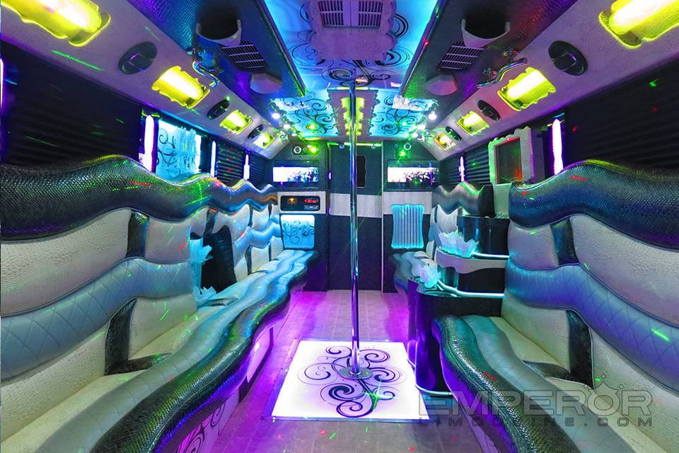 Interior Photo of Our Illusion Party Bus!