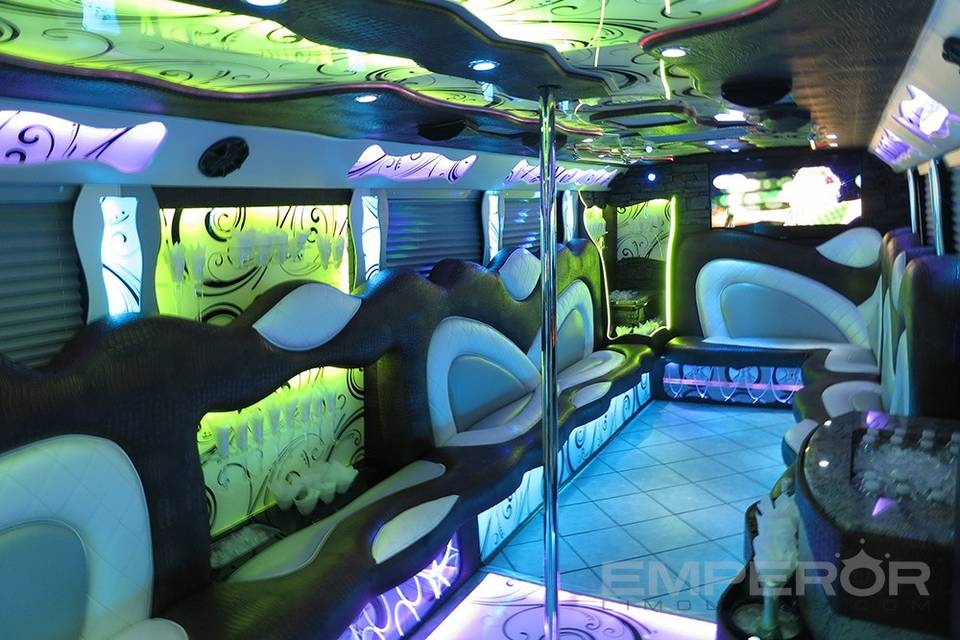 Interior Photo of Our Castle Party Bus!