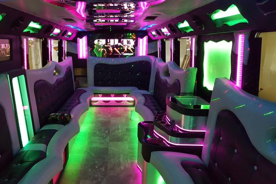 Interior Photo of Our Hermes Party Bus!
