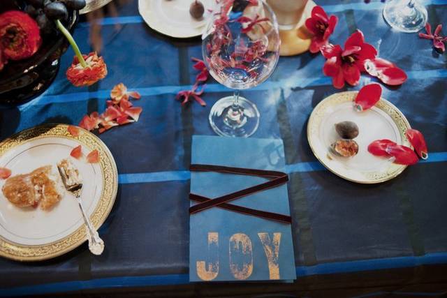 Table setup with centerpiece
