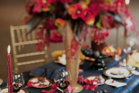 Table setup with centerpiece