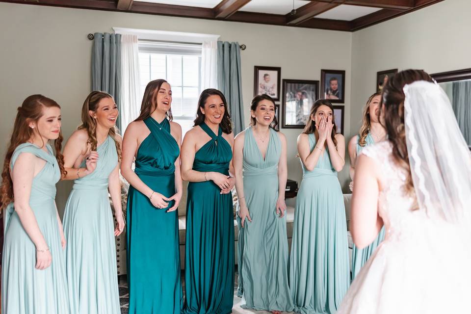 First look bridesmaids