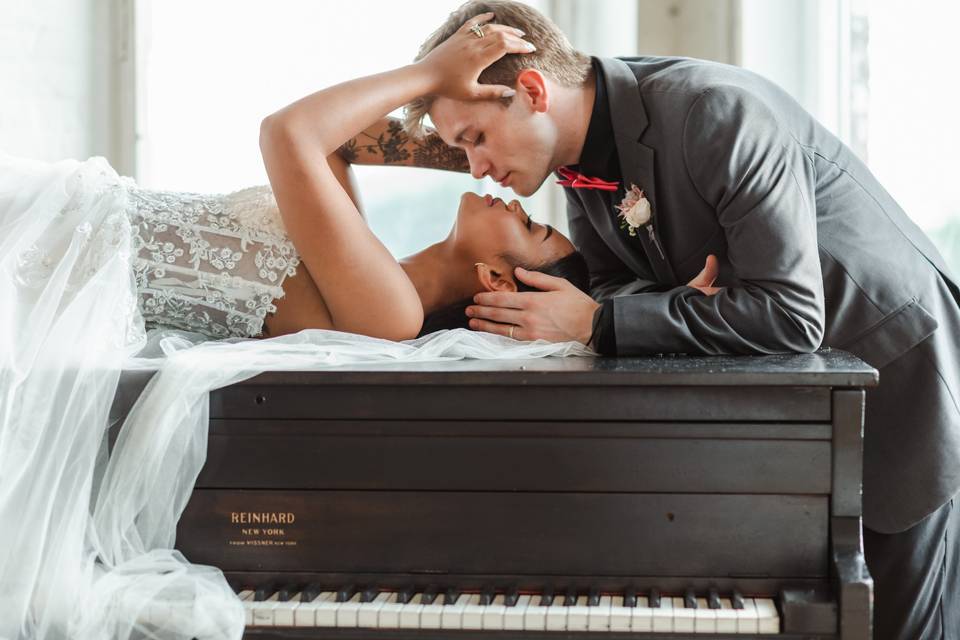 Nyc wedding day on piano
