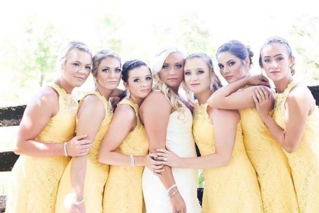 Bride and her bridesmaids