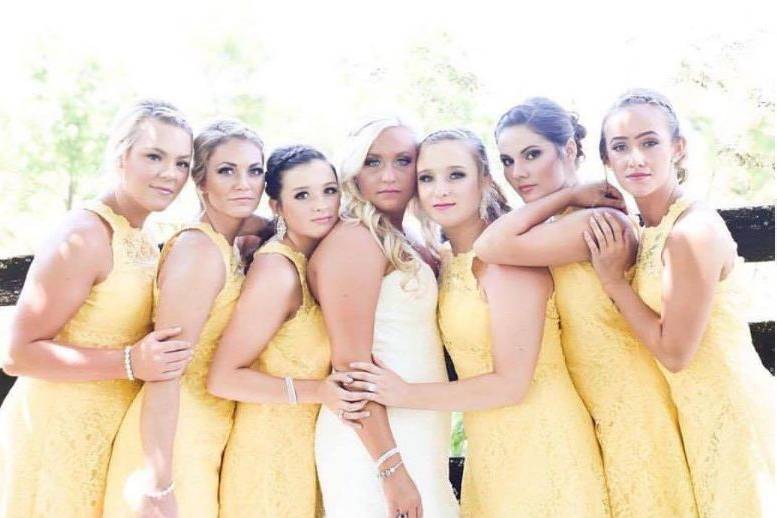 Bride and her bridesmaids