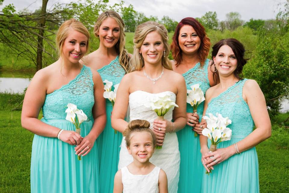 Bride and her bridesmaids