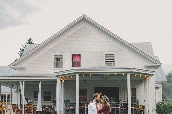 Newlyweds by the front yard