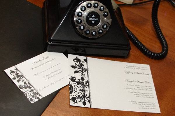 Retro phone and wedding invitation