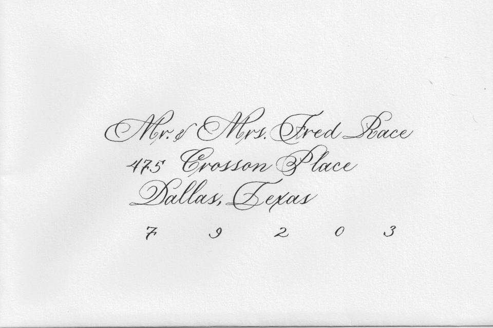 Wedding invite calligraphy