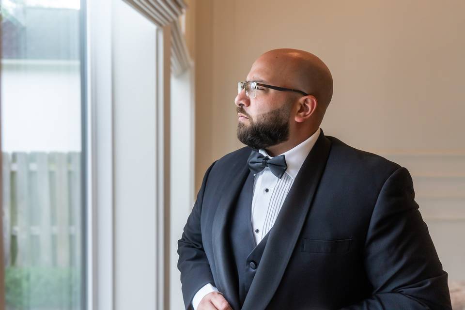 A quiet, cinematic groom