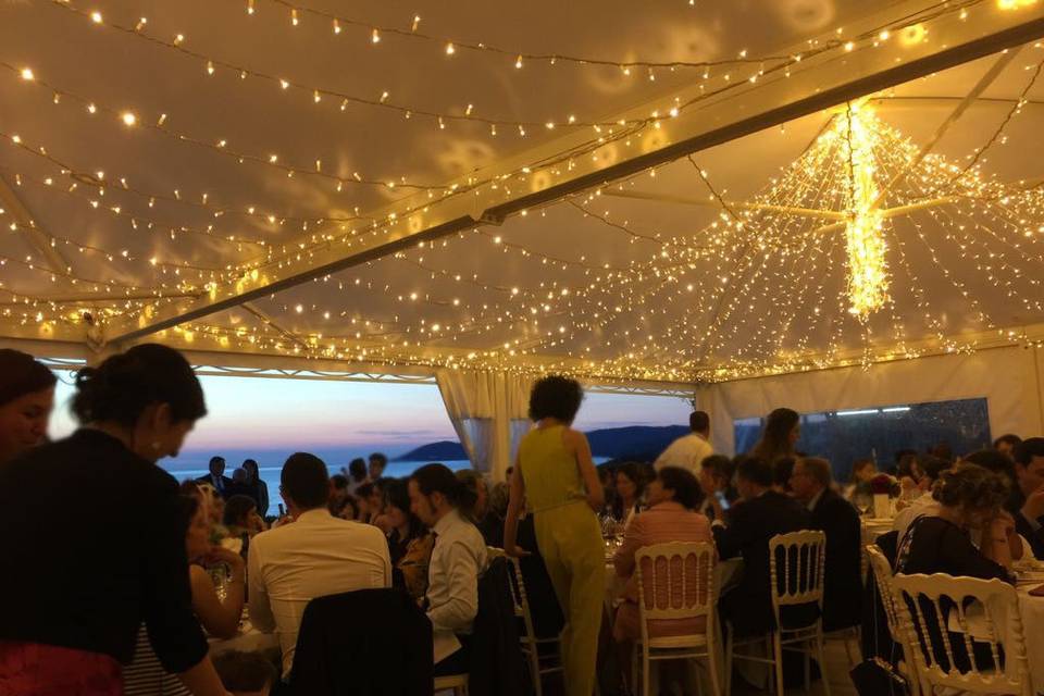 Wedding fairy marquee ceiling