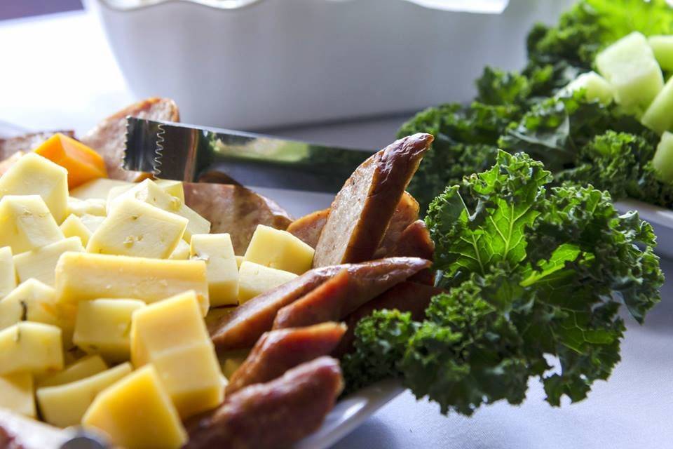 Meat and cheese platter appetizer buffet setup