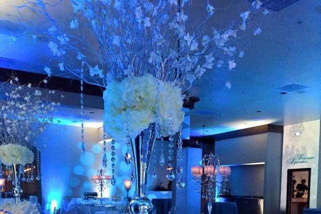 Table setup with centerpiece