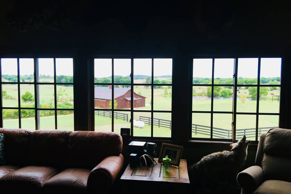 View from the Gameroom overlooking the barn area.
