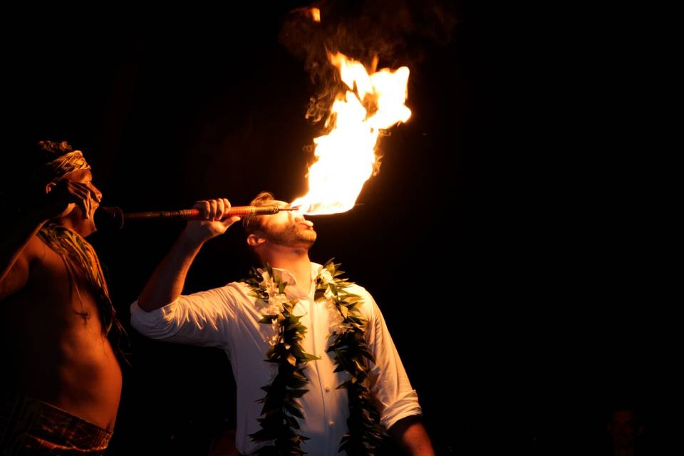 Groom tries the Fireknife