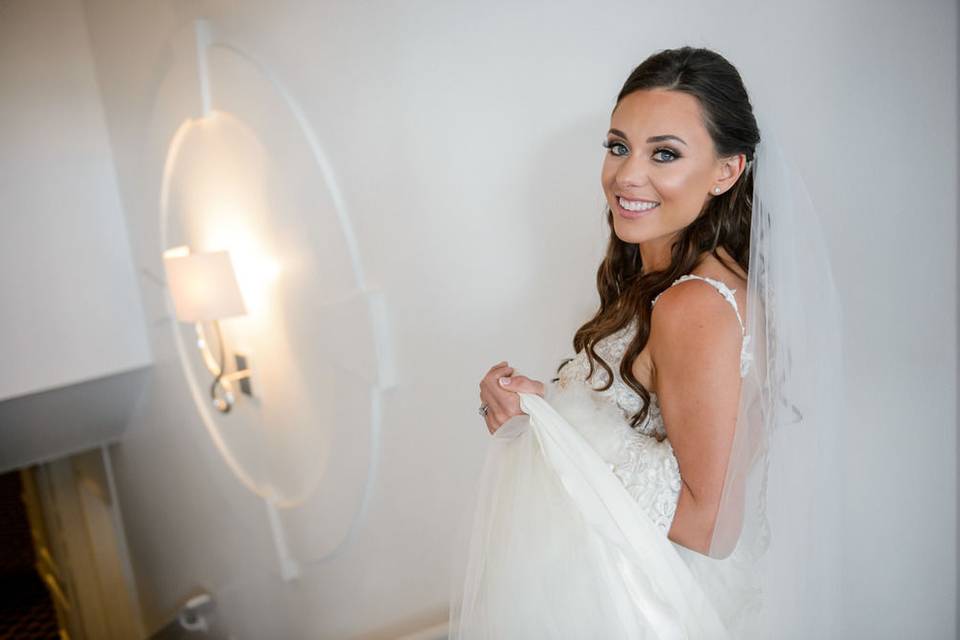 Bridal hair and glowing makeup