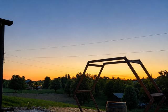 Arbor with sunset backdrop
