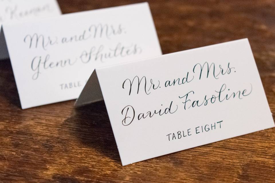Modern calligraphy place cards