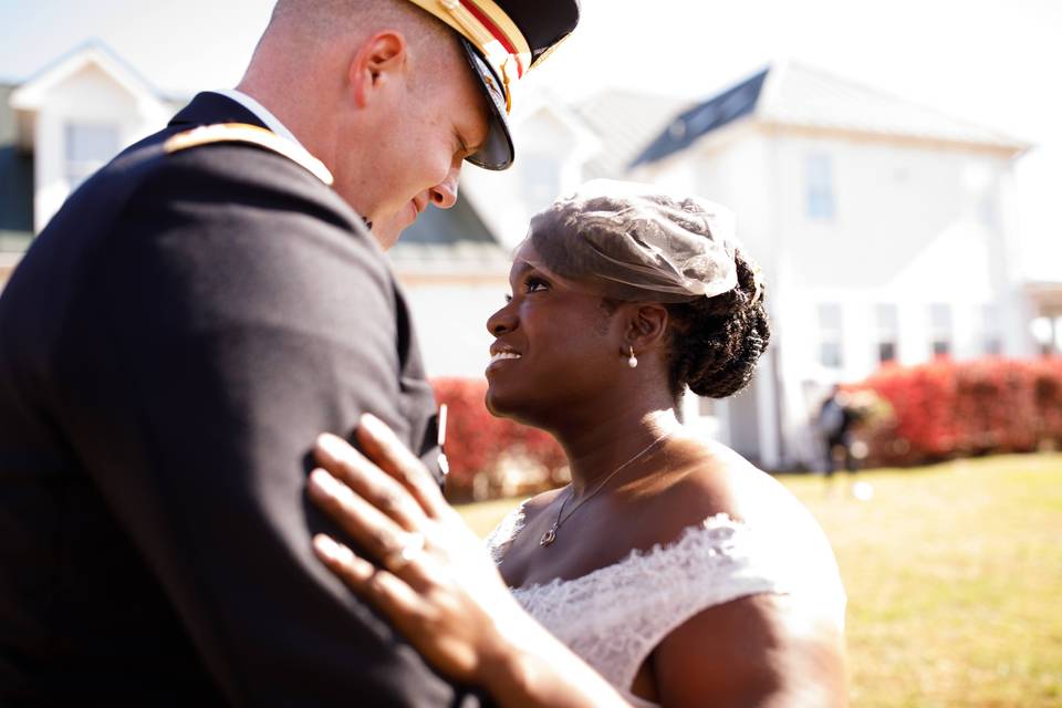 Military wedding first look