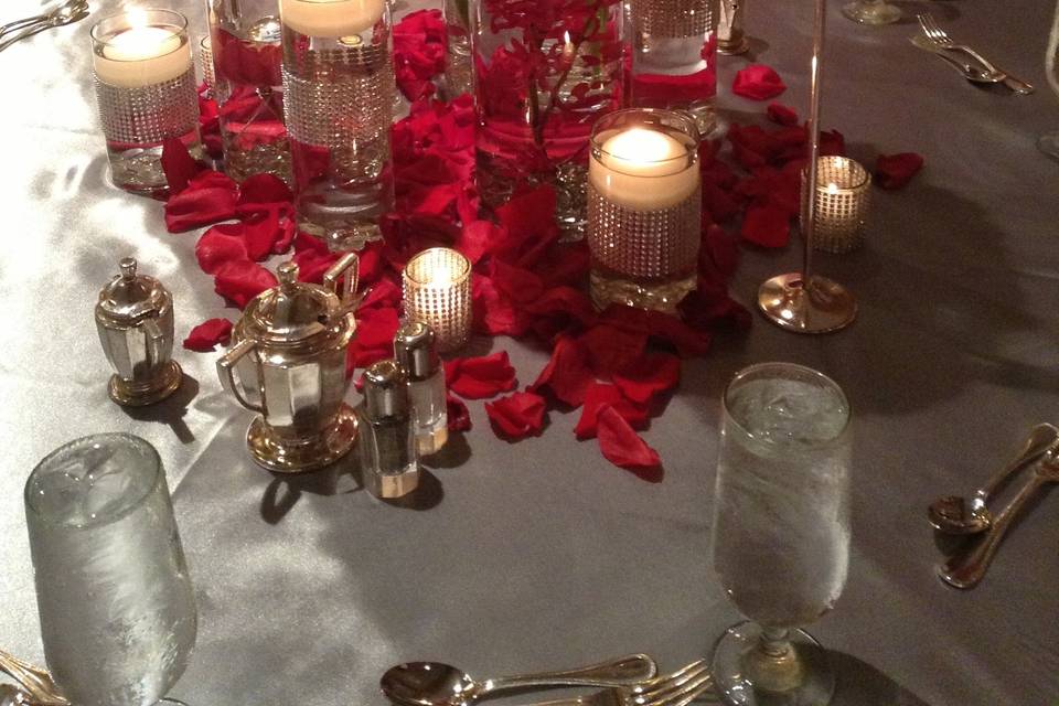 Flower and candles centerpiece