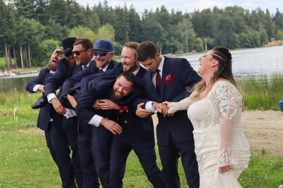 Boys don't want to let him go!