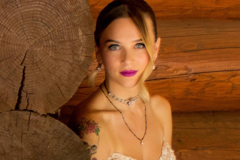 Bride peaking around corner