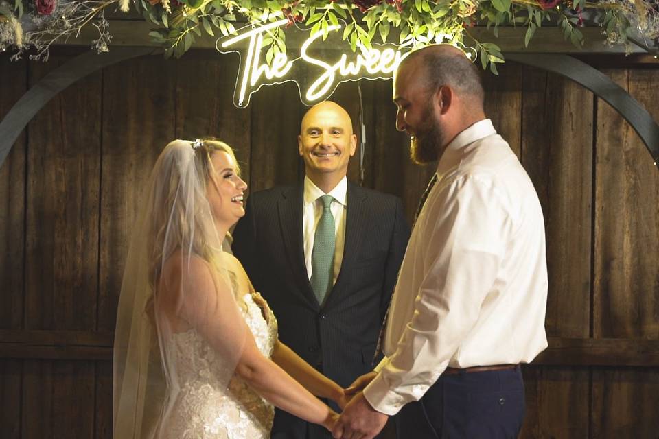 Bride and Groom at the altar