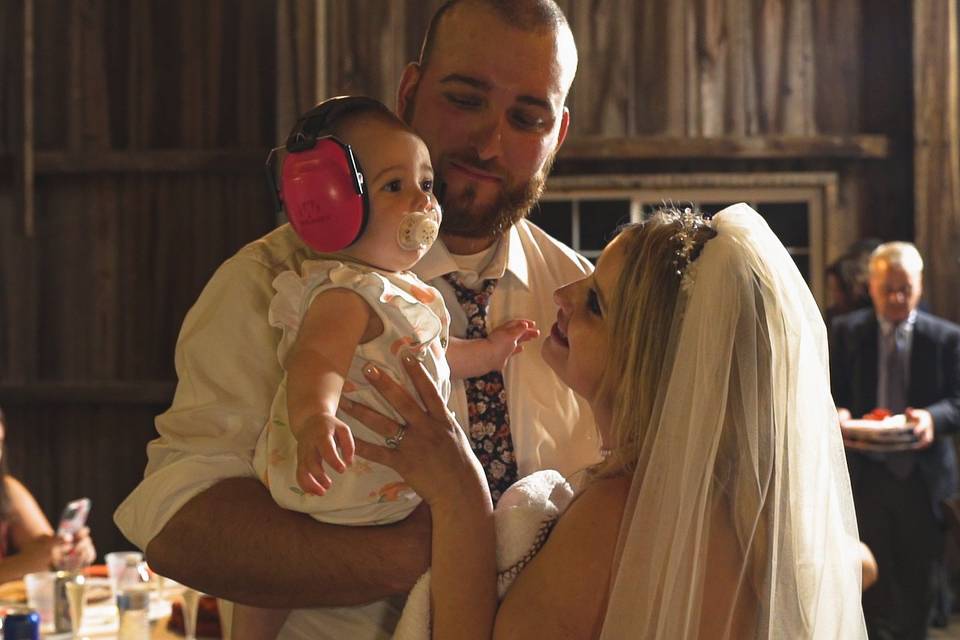 Bride, Groom, and daughter