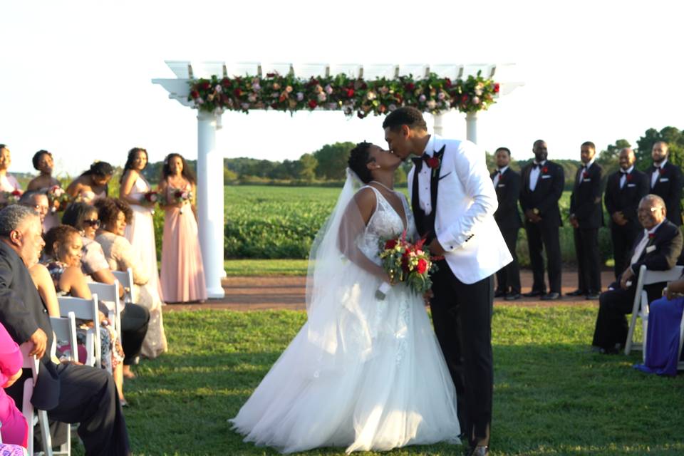 Bride & Groom first kiss