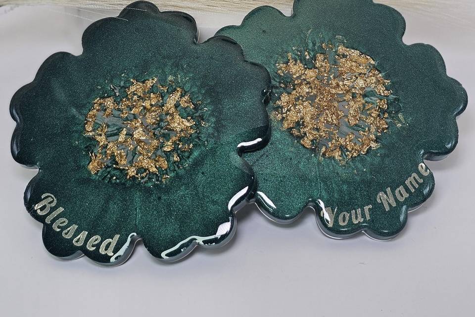 Green Flower shaped coasters