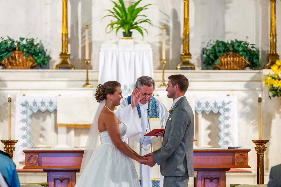 Fun wedding party at church