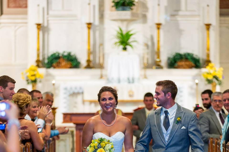 Fun wedding party at church