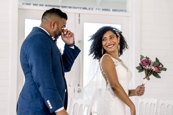 First Look Beach Wedding