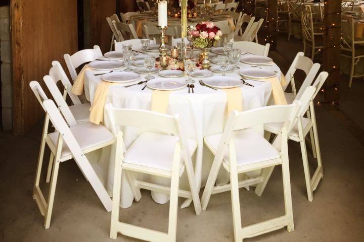 White tables and chairs