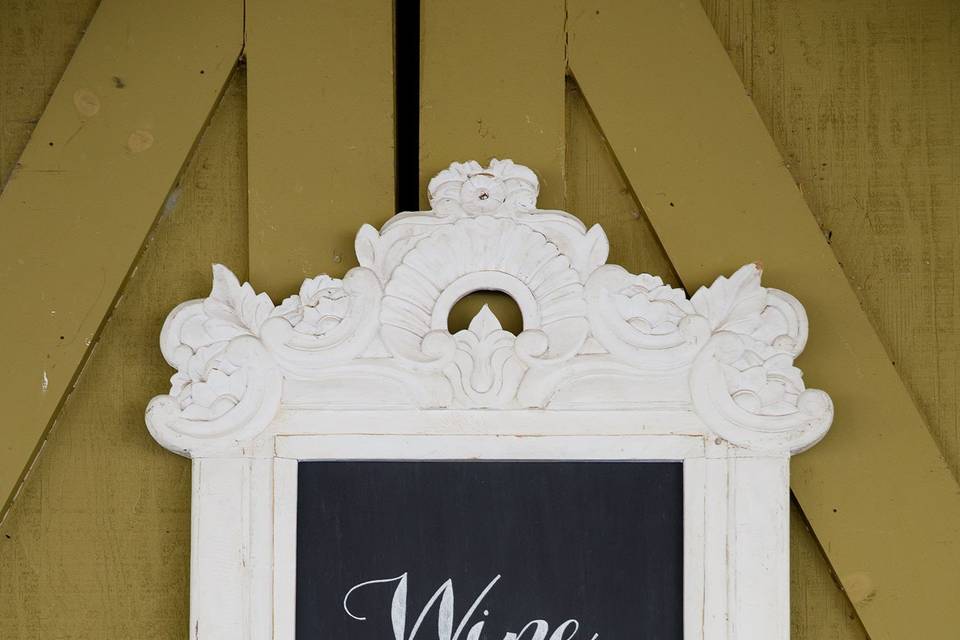 Custom handmade chalkboard with fonts and monogram from the bride & groom's invitation suite.