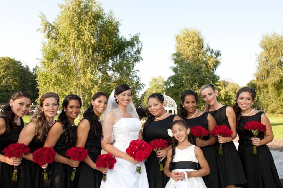 Bride and bridesmaids