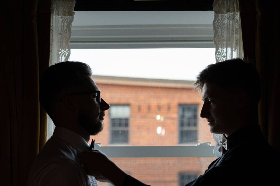 Groom getting ready