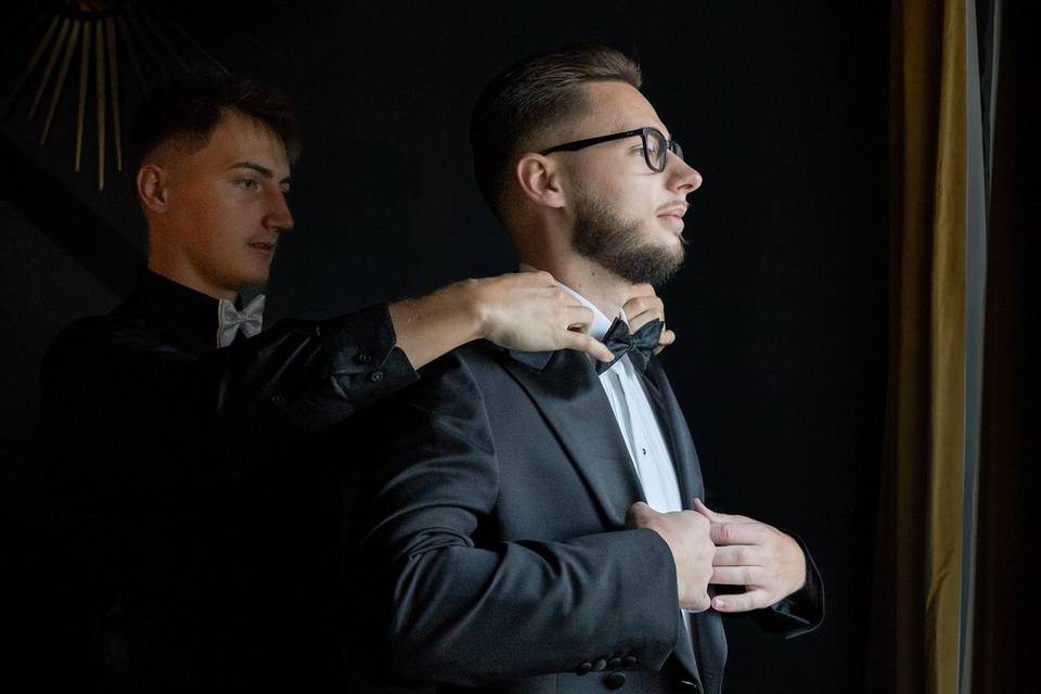 Groom getting ready