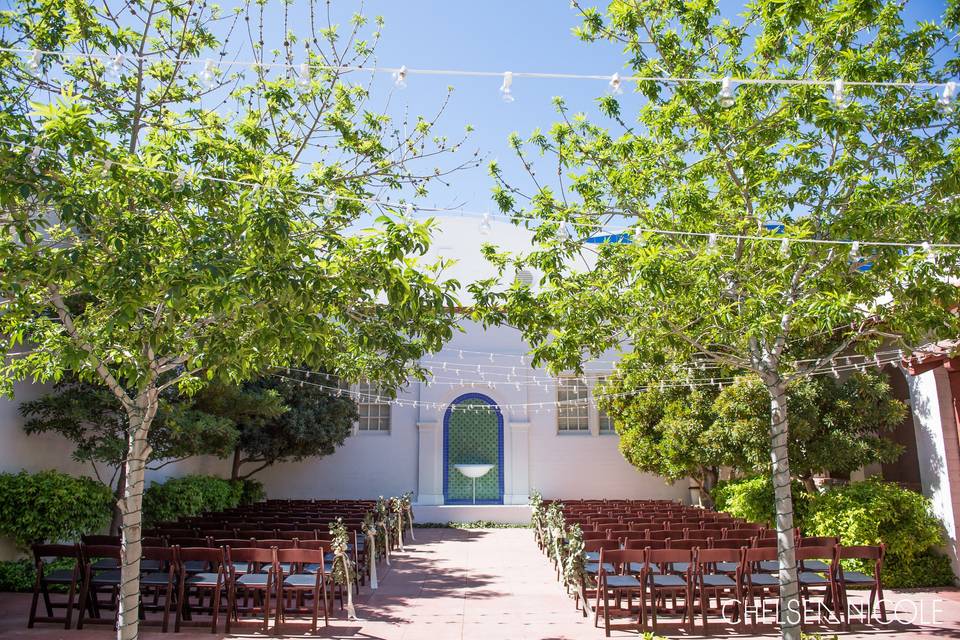 Outdoor wedding venue setup