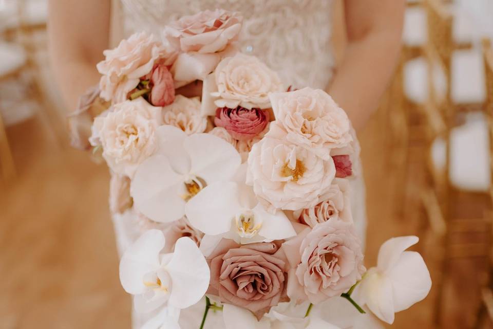 Anemones in bridal bouquet