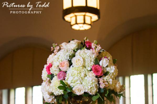 Raised floral centerpiece