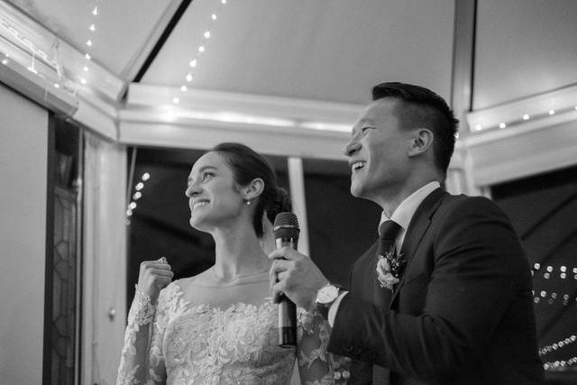 Bride and groom karaoke