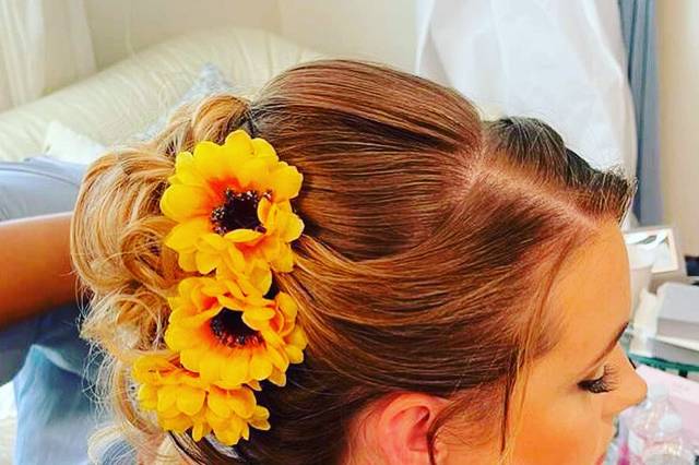 Updo with sunflowers